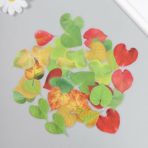 Наклейки для творчества пластик Листья в форме сердца набор 40 шт 0,3х8х14,8 см