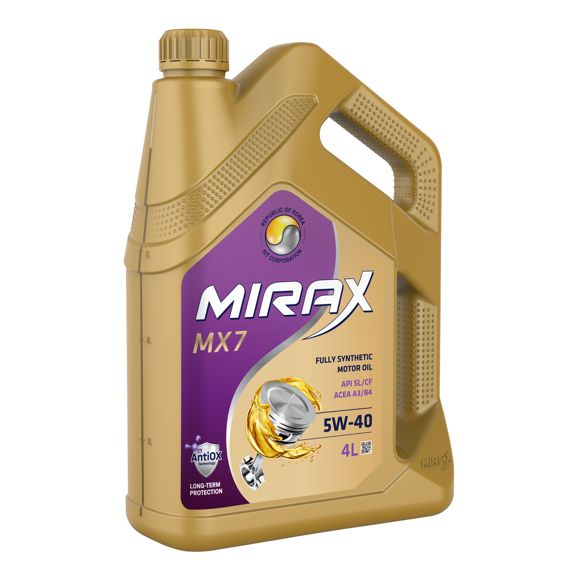 Масло моторное MIRAX MX7 A3/B4 SL/CF 5W40, синтетика, 4 литра 607025