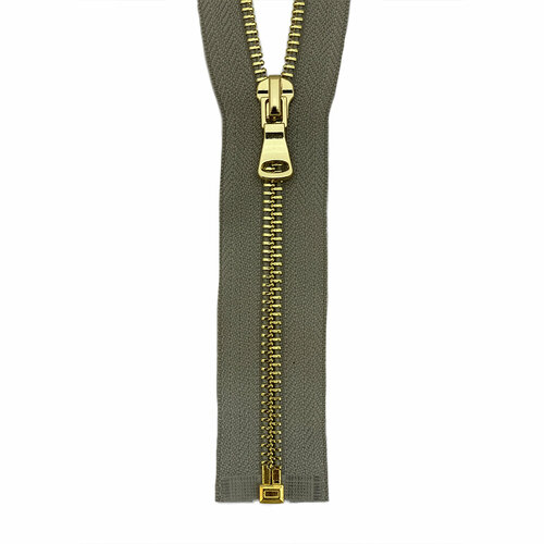 Молния металлическая Т-5 1-замковая Блестящее Золото - 80 см №310 серый