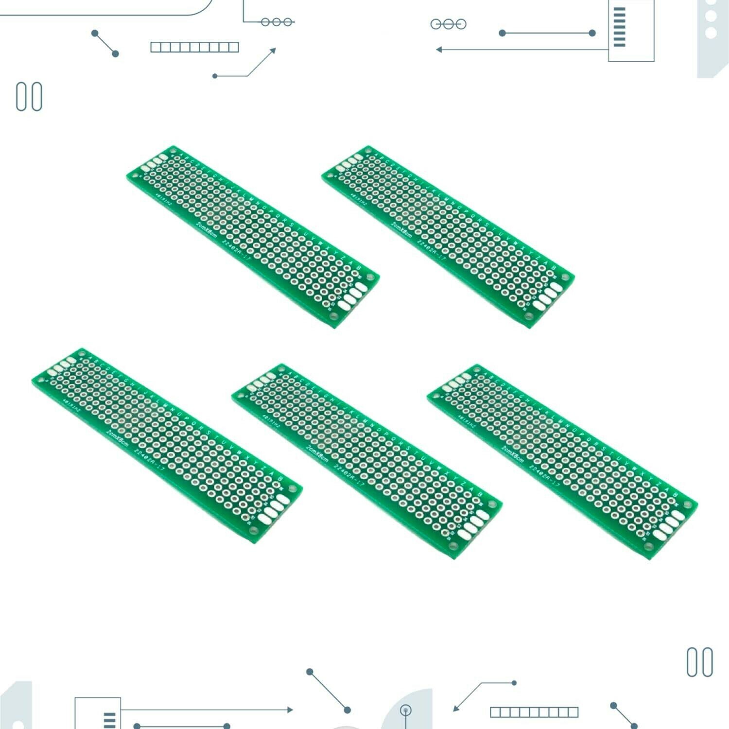 Двусторонняя макетная плата 2х8 см - 5шт.