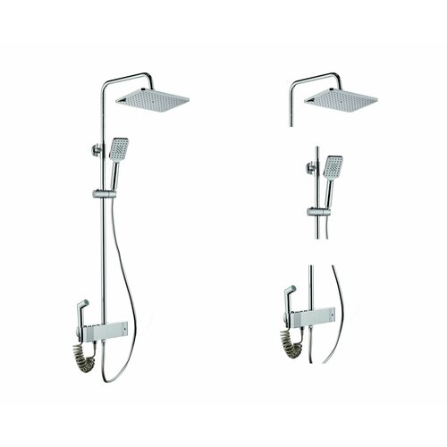 Душевая стойка, хром, латунь термостат с гигиеническим душем