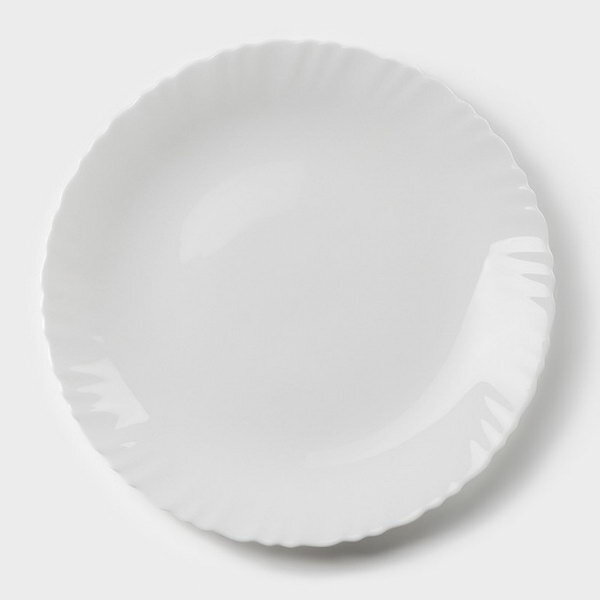 Тарелка обеденная "Дива", d=23 см, стеклокерамика, цвет белый
