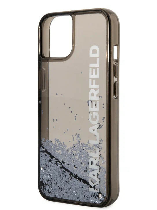 Чехол для iPhone 13 Lagerfeld Liquid Glitter Elongated Logo Hard Translucent Black (KLHCP13MLCKVK)