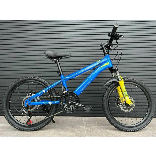 фото Велосипед richiesto tt021, 20" стальная рама hi-ten, горный детский подростковый для активного отдыха унисекс, синий