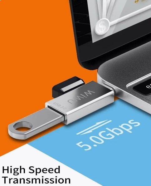 Хаб USB Wiwu T02 Type-C - 2xUSB-A Silver 6973218930473 — фото 8