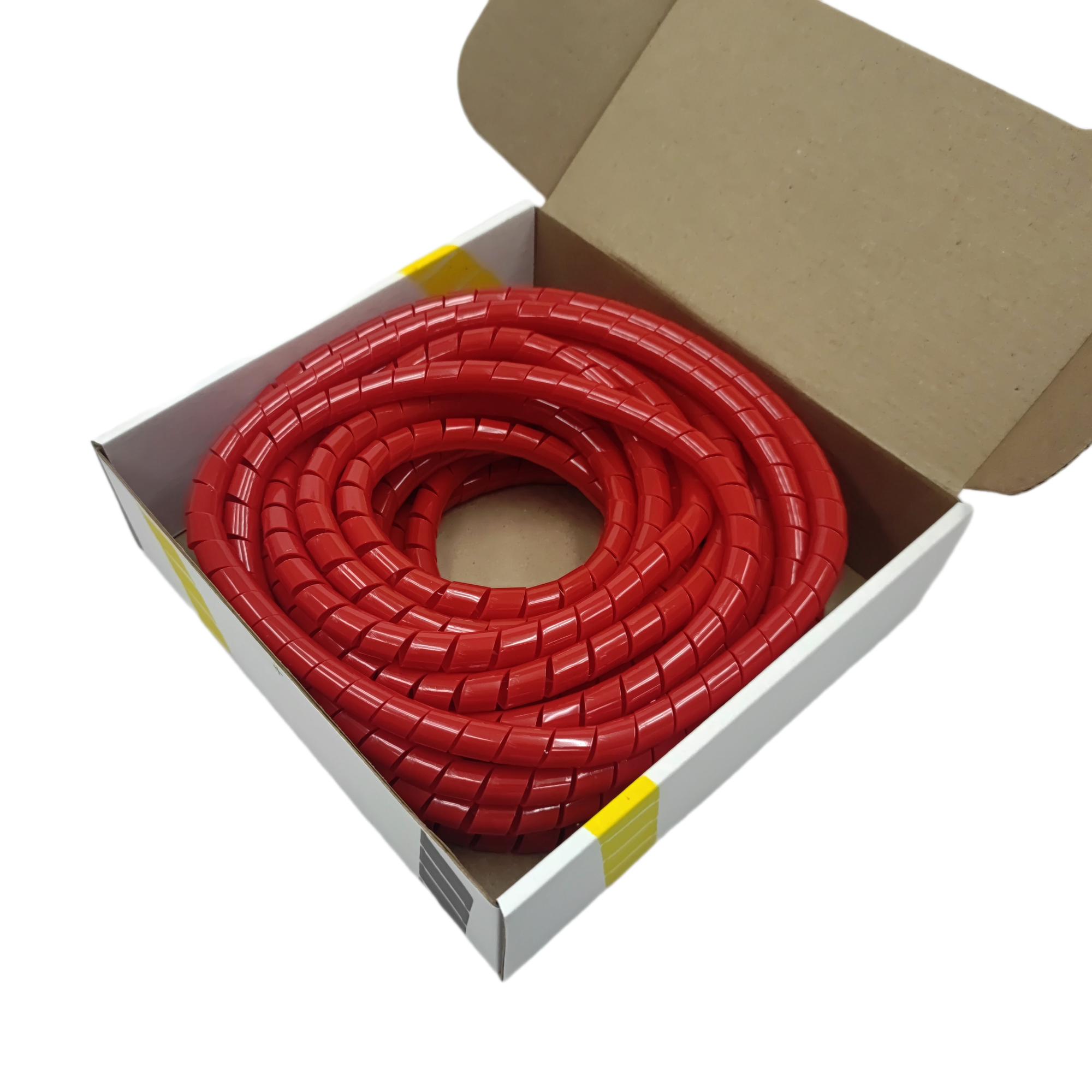 Оплетка спиральная для кабелей и проводов 12мм, 10м, красная - фотография № 3