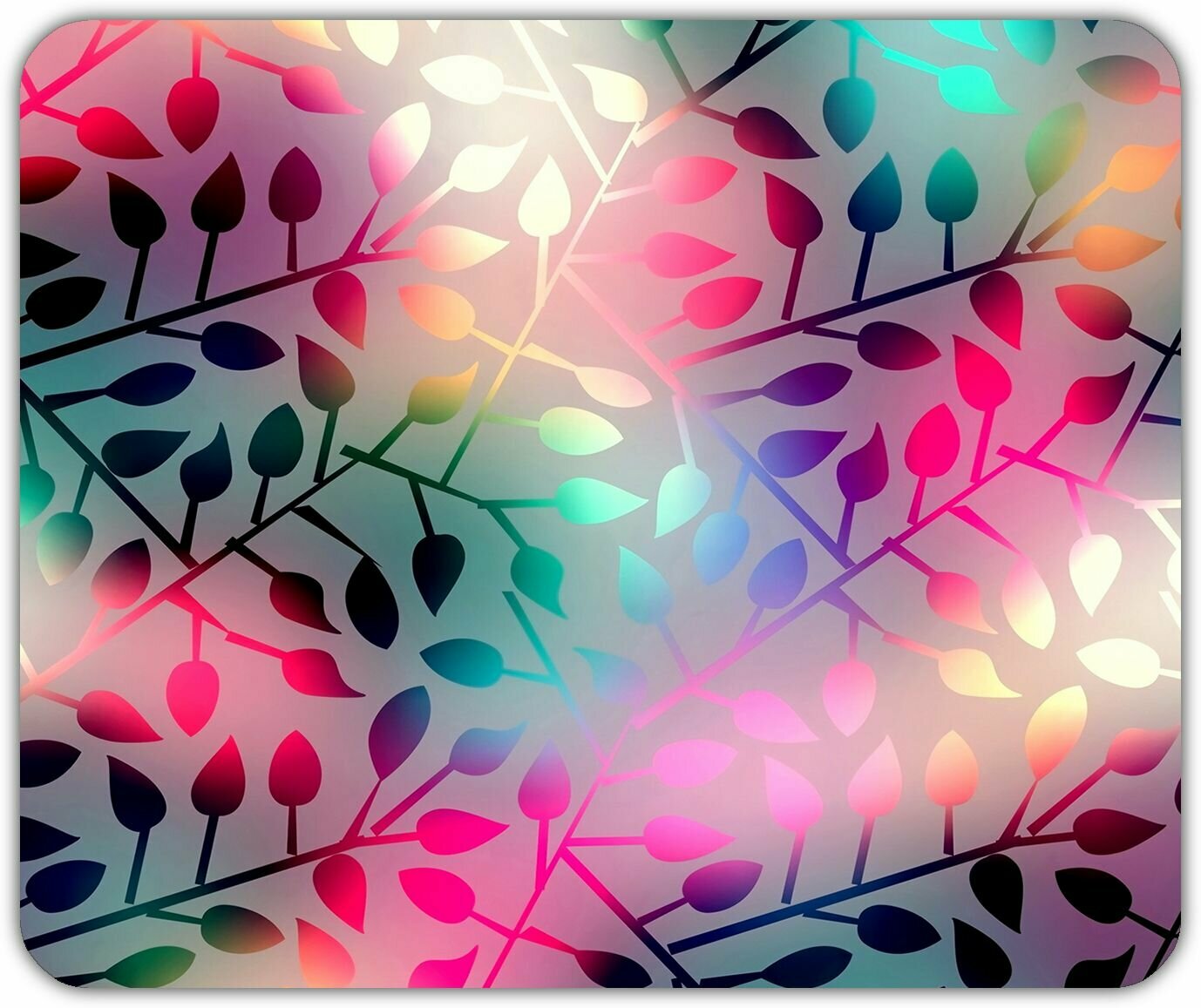 Коврик для мыши "Яркий красивый минимализм с цветными листями на матовом стекле" (24 x 20 см x 3 мм)