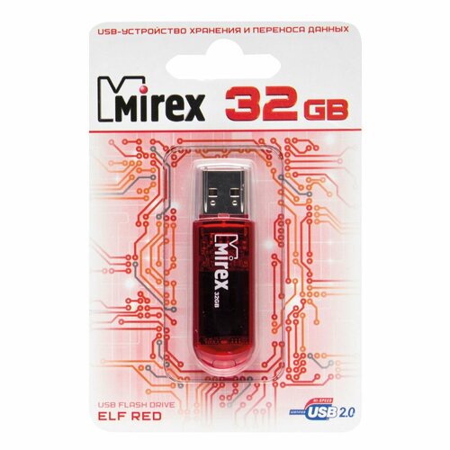 Флеш-память USB 32 Gb Mirex Elf RED, красный