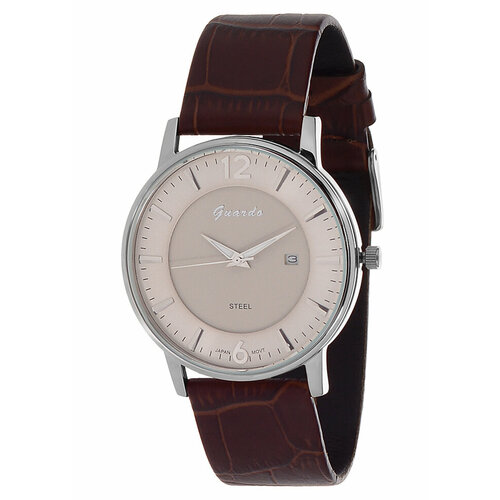 Наручные часы Guardo S9306-3, серебряный, коричневый