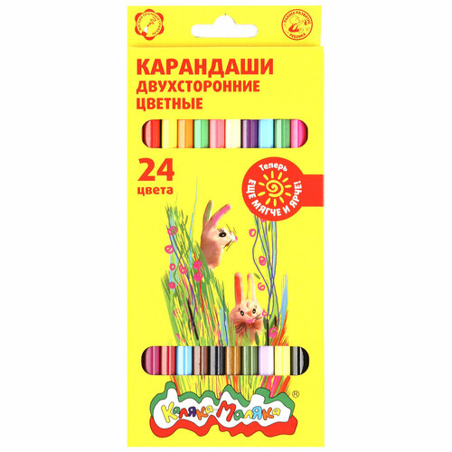 Карандаши цветные 24 цвета, дерево, шестигранный Каляка-Маляка