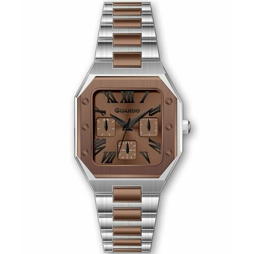 Наручные часы Guardo 12727-3, серебряный, коричневый