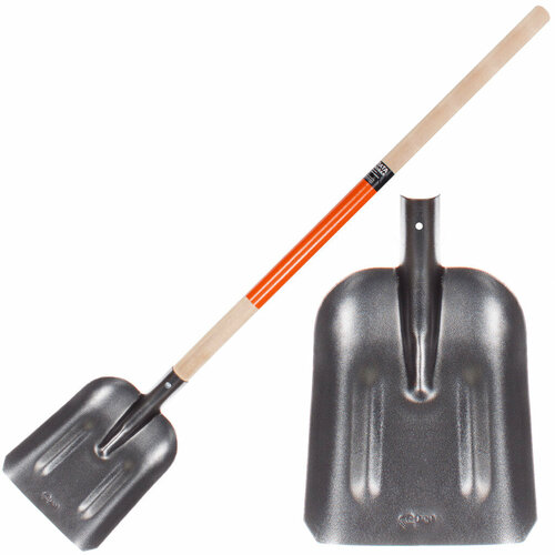 Лопата совковая, рельсовая сталь, 1.8 мм, черенок деревянный, СП лопата сибртех 61414 совковая с ребром жесткости с черенком