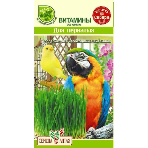 Трава для пернатых Зеленые витамины набор из 5 пакетиков 10г (Семена Алтая) трава для пернатых зеленые витамины 10г сем алт 10 пачек семян