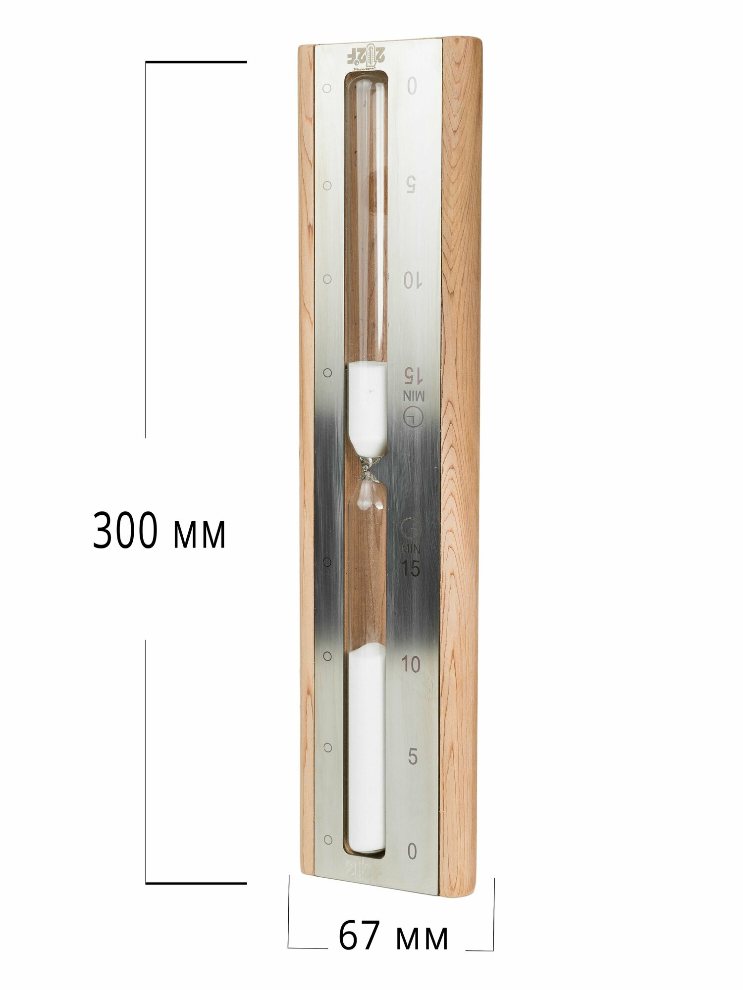 Часы песочные для бани и сауны на 15 минут, 212F, Серебро с белым песком.