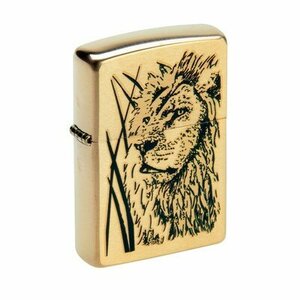 Зажигалка Zippo 204B Proud Lion Brushed Brass, золотистая матовая ZIPPO-204B-PROUDLION