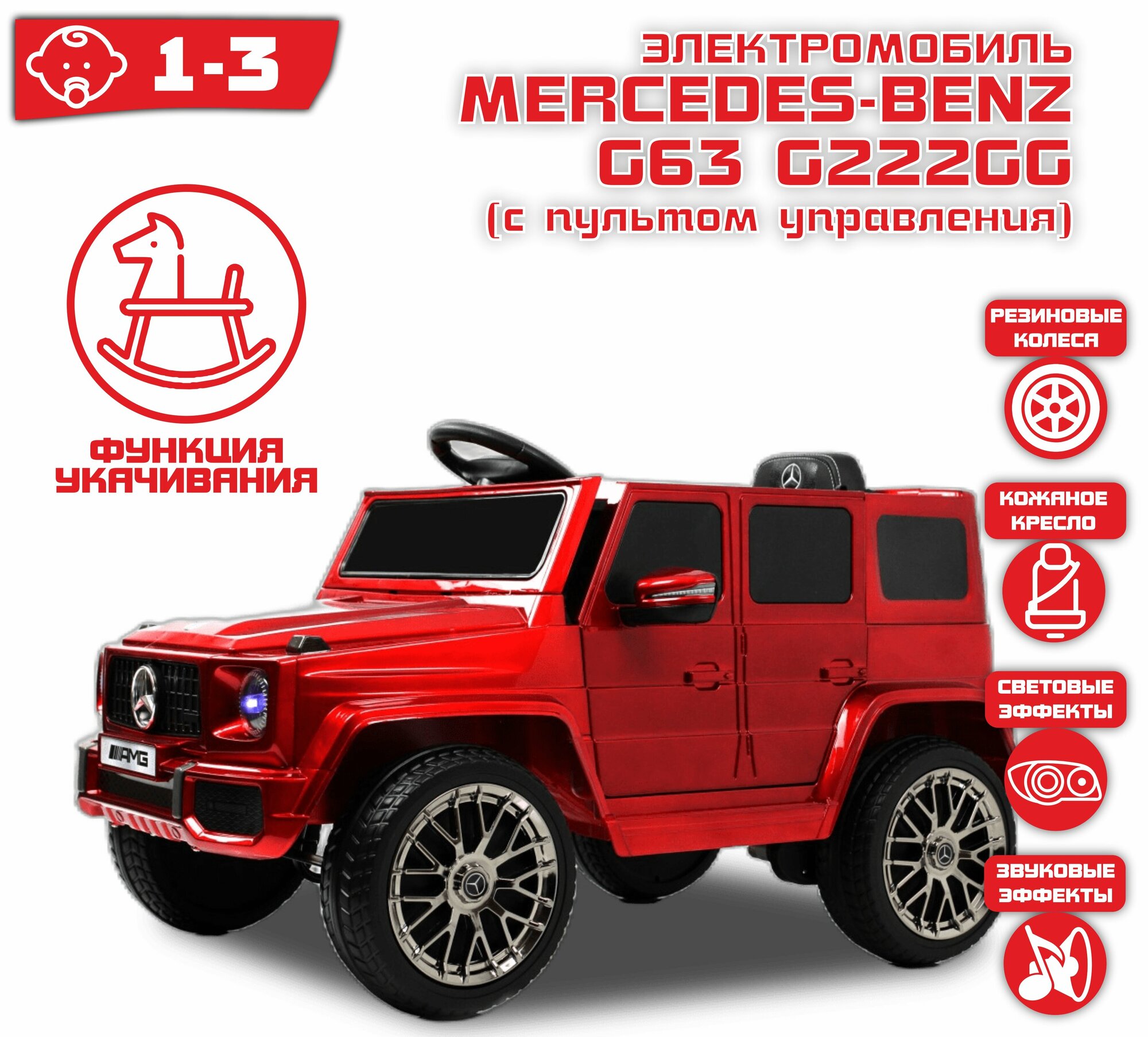 Электромобиль Mercedes AMG G63 G222GG Красный Глянец