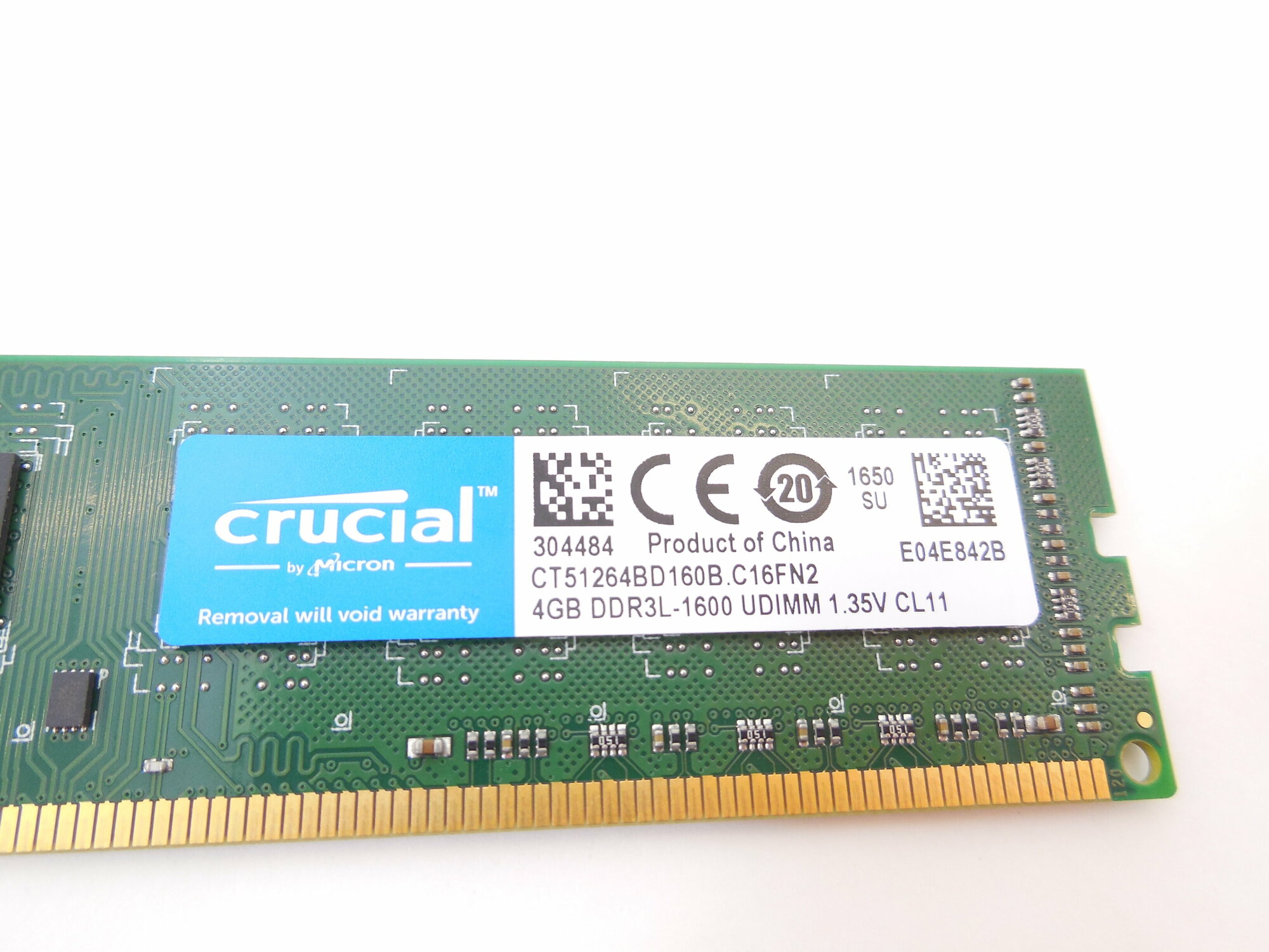 DIMM DDR3L, 4ГБ, Crucial CT51264BD160B(J) - фото №15