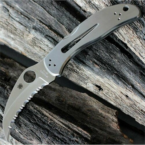 фото Нож складной spyderco harpy, full serrated edge, stainless handle