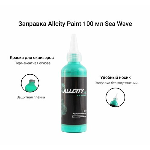 allcity заправка acrylic permanent paint black 100мл 9549232 Заправка для маркеров и сквизеров Allcity 100 мл бирюзовая