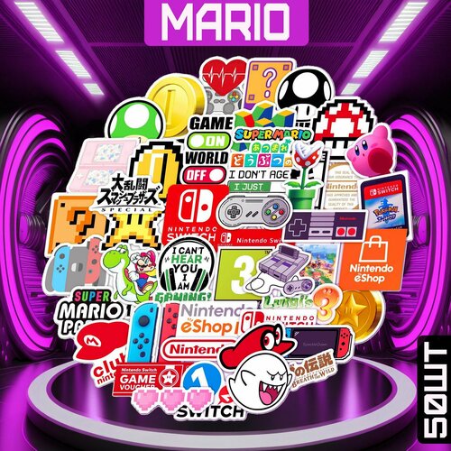 Набор наклеек Mario 50 шт / Самоклеящиеся стикеры Марио набор наклеек 50 шт самоклеящиеся стикеры покемон