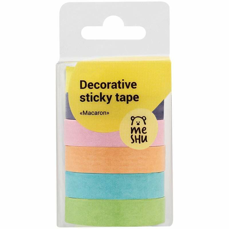 Набор клейких декоративных лент MESHU "Macaron", 6шт - фото №18