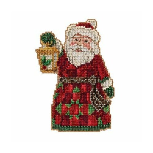 gift bearing santa санта с подарками js202015 mill hill набор для вышивания 8 3 x 12 7 см счетный крест Santa with Lantern (Санта с фонарем) #JS202113 Mill Hill Набор для вышивания 8.9 x 12.7 см Счетный крест