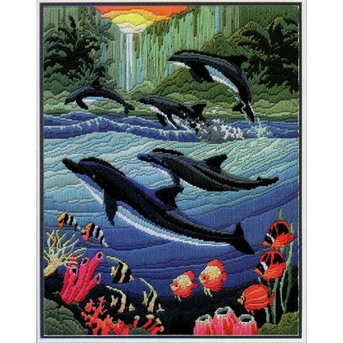 Dolphins #LS243 Janlynn Набор для вышивания 35.6 x 45.7 см Гобелен