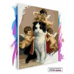 Картина по номерам на холсте Королевский котик и ангелы, 40 х 50 см - изображение
