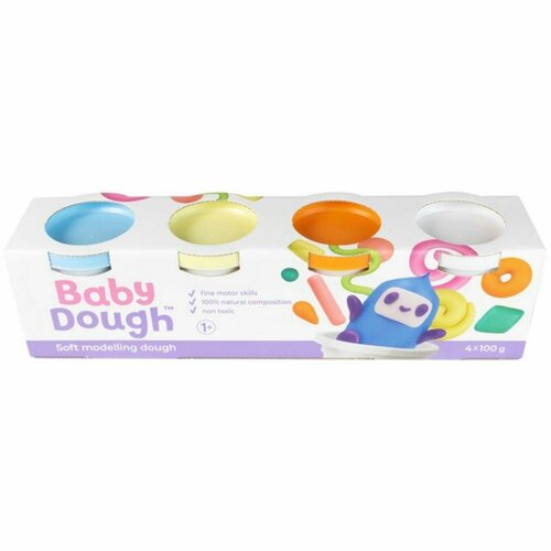 Тесто для лепки BabyDough, набор 4 цвета 4, в к 26x6,4x7 см тесто для лепки babydough набор 4 цвета 3 в к 26x6 4x7 см