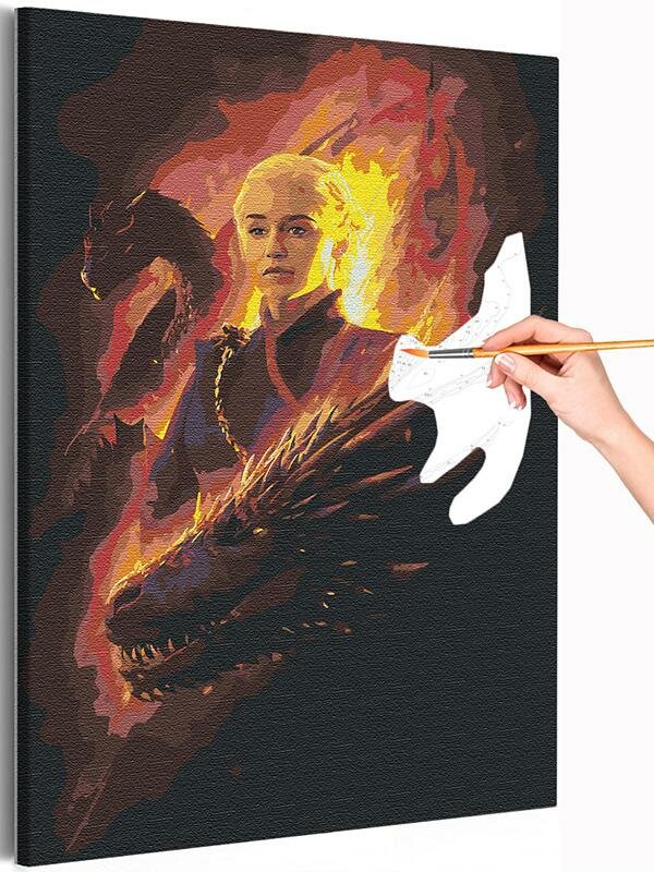 Девушка и драконы Раскраска картина по номерам на холсте 40х60
