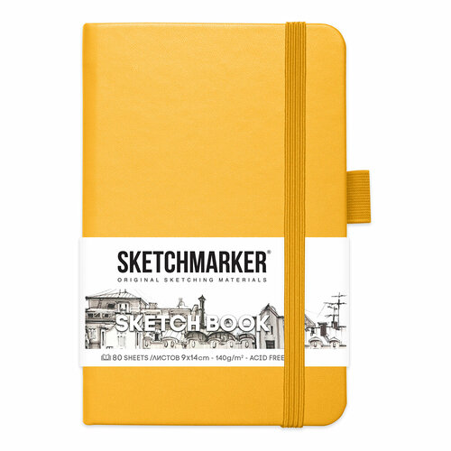 SKETCHMARKER Блокнот для зарисовок 140 г/м2 A6- 9 х 14 см твердый переплет 80 л. 2314401SM оранжеый