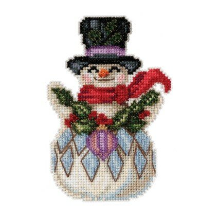 Snowman with Holly (Веселый снеговик) #JS202115 Mill Hill Набор для вышивания 8.3 x 12.7 см Счетный крест