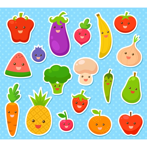 Наклейки стикеры Фрукты, овощи и ягоды