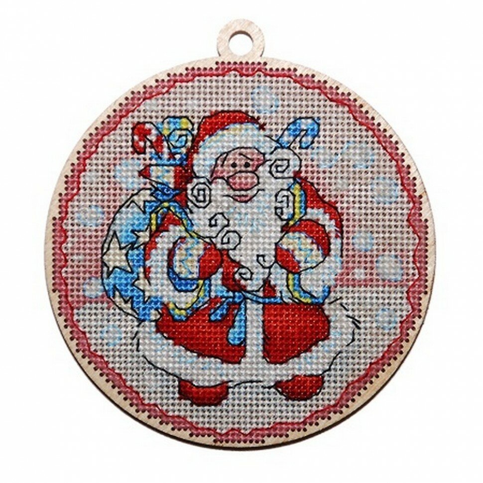 Новогодняя заготовка "Дед Мороз" #5531 Alisena Набор для вышивания 10 см Счетный крест