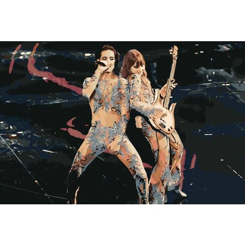 Картина по номерам «Группа Maneskin Манескин: Виктория и Дамиано», Раскраска 40x60 см, Музыканты