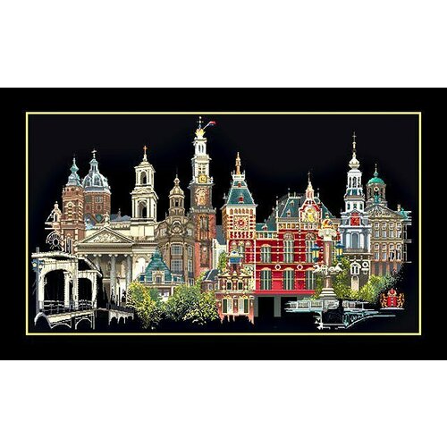 Амстердам (канва черная) 450.05 backyard 11ct 14ct cross stitch sets dmc floss kits cross stitch kits wall home decor diy embroidery handmade needlework package