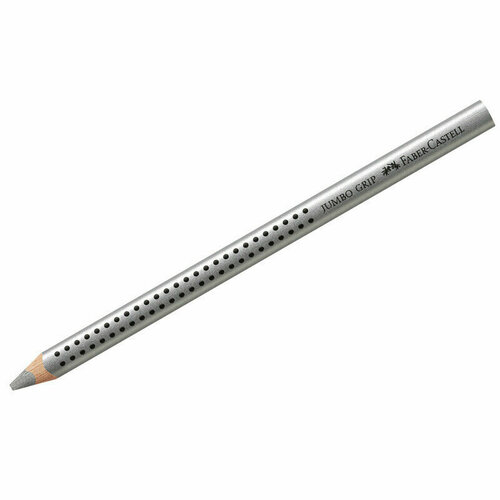 Карандаш Faber-Castell Jumbo Grip серебряный металлик, трехгран, утолщен, заточен, 286235