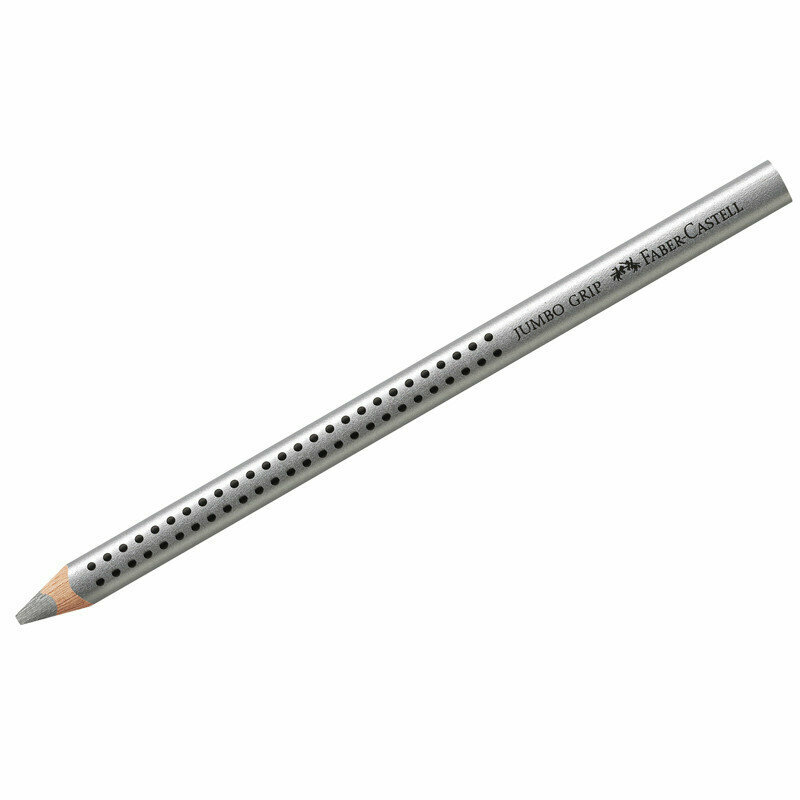 Карандаш Faber-Castell "Jumbo Grip" серебряный металлик, трехгран, утолщен, заточен, 286235