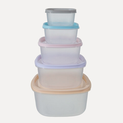 Изображение товара Набор контейнеров, 5 шт, пластик, квадратные, цветные, Frame, Kuchenland