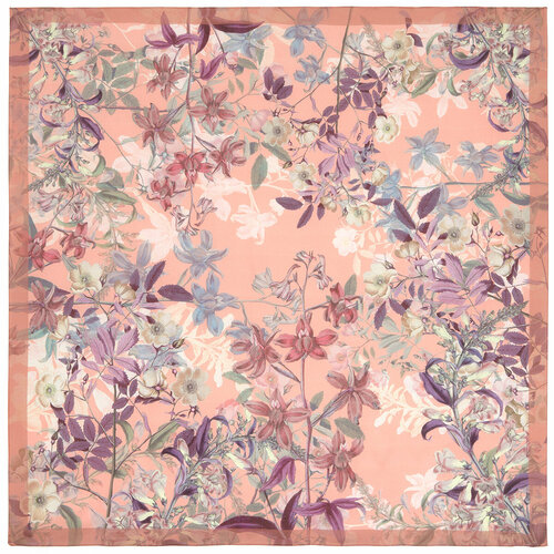 Платок Павловопосадская платочная мануфактура,135х135 см, розовый, белый павловопосадский платок 10618 1