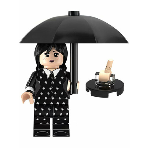 Мини-фигурка Уэнздей Аддамс с зонтом Wednesday Addams(подвижная, 4,2 см)