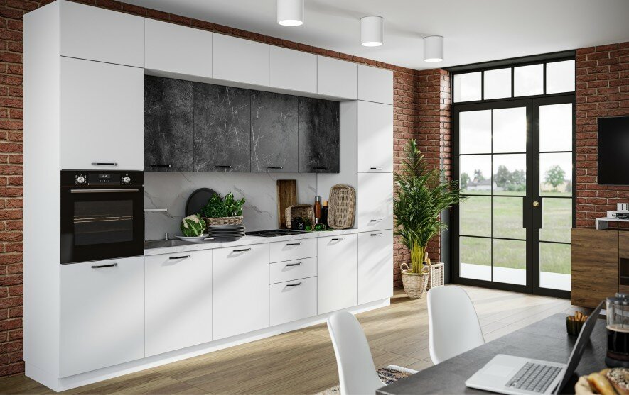 Модульная кухня Равенна Смарт Мрамор серый/белый В60 - фотография № 1