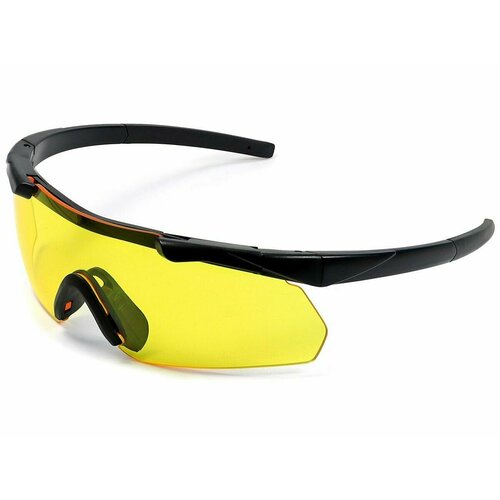 Защитные стрелковые очки ShotTime Caracal, чёрные, линза жёлтая