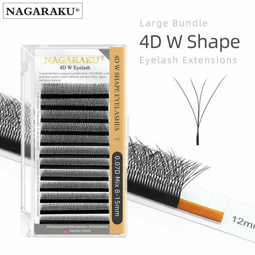 фото Ресницы черные nagaraku w-shape 4d , с 0.07 8-15mm mix готовые пучки