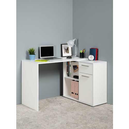 Угловой письменный компьютерный стол Санди 12.39 F с выдвижным ящиком и полками для хранения