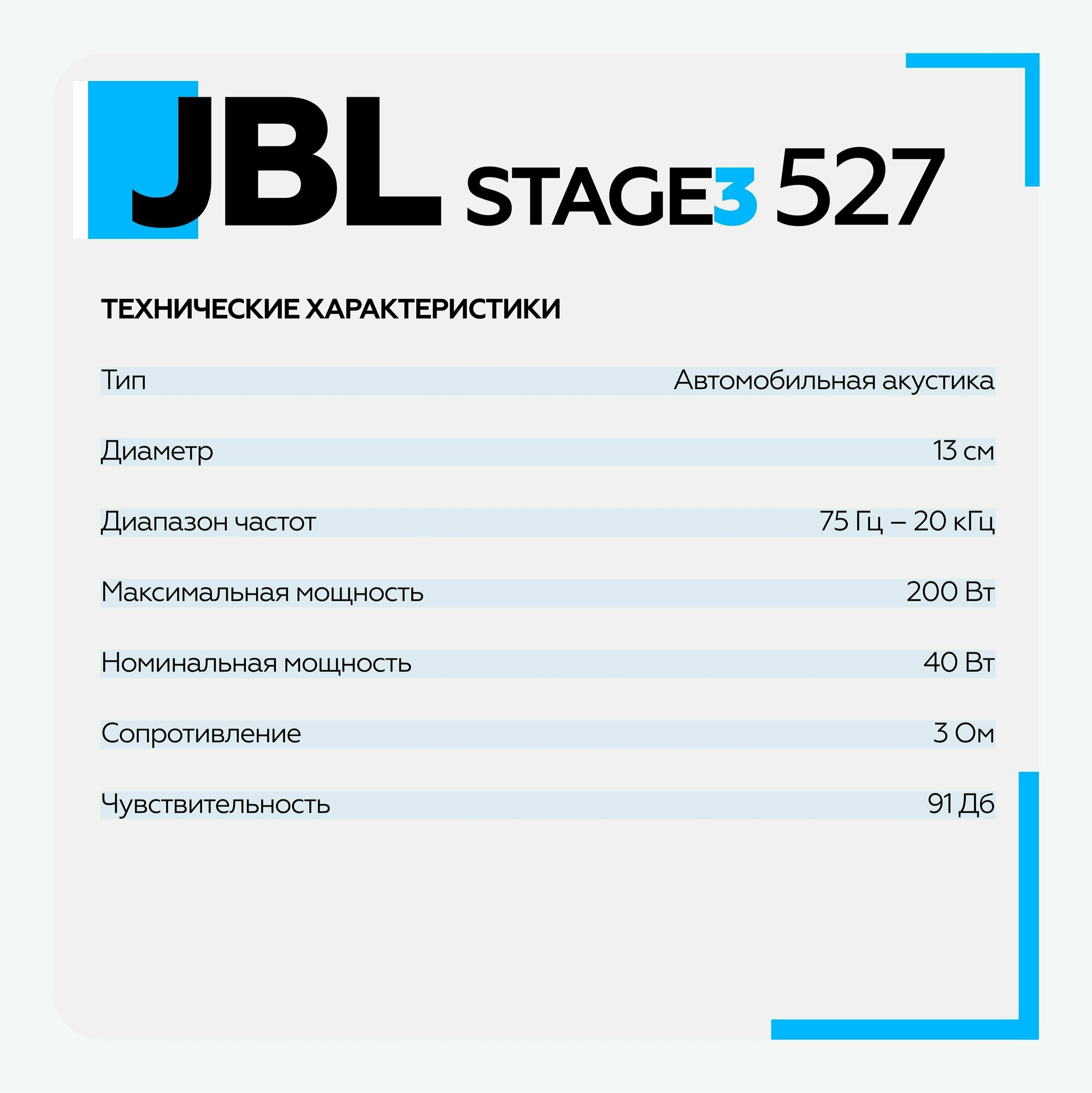 Колонки автомобильные JBL Stage 527 120Вт 91дБ 4Ом 13см (5дюйм) (ком.:2кол.) коаксиальные двухполосн - фото №10
