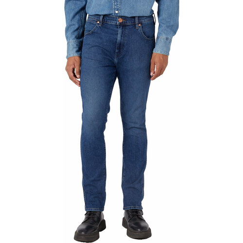 Джинсы зауженные Wrangler, размер 34/34, синий джинсы зауженные wrangler размер 27 34 синий