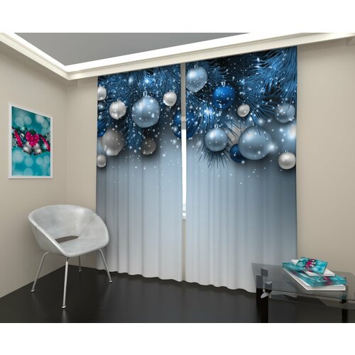 Фотошторы Арт Паула Ёлочные шары 5 Габардин В: 210 см Ш: 2*145 = 290 см