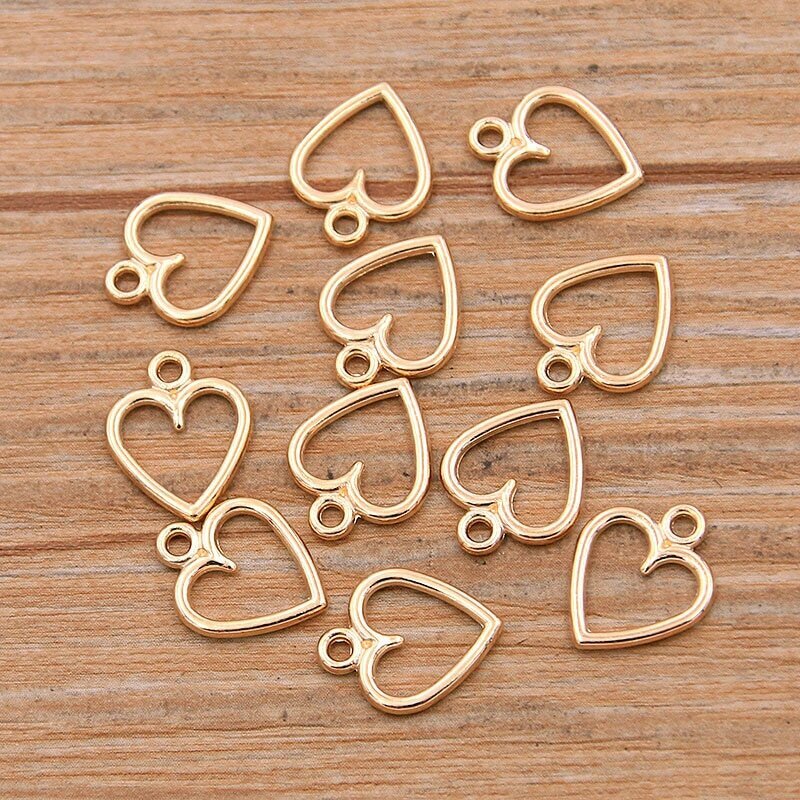 Металлическая подвеска "Сердце" золото, размер 10*13 мм, 10 шт