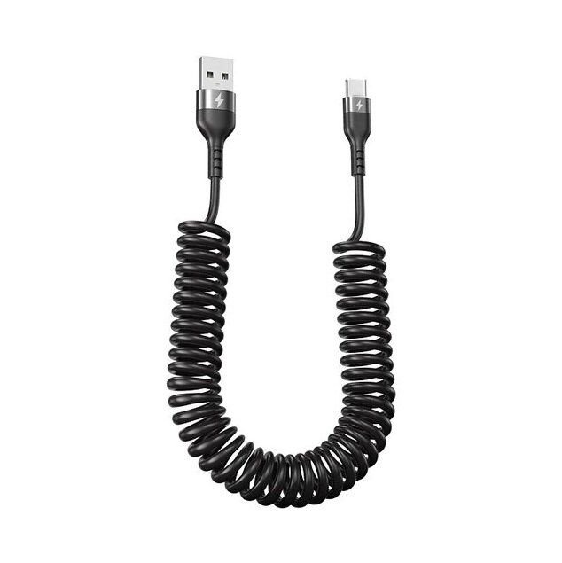 Автомобильный витой USB - USB TYPE C кабель. Зарядка для телефона.